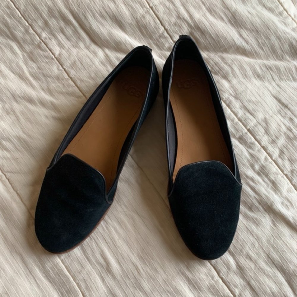 Smoking slipper-style black flats, women's size 9